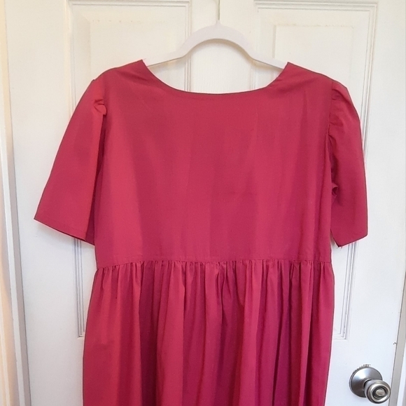 VINTAGE Handmade Fuscia Pink Lounge House Dress Mumu Large 70's, 80's, 90's - Picture 7 of 8
